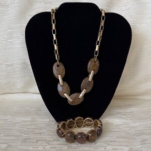 Fashion Jewelry faux Stone Necklace and Bracelet.